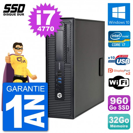 PC HP EliteDesk 800 G1 Core i7-4770 RAM 32Go SSD 960Go Windows 10 Wifi