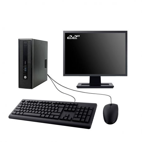 PC HP ProDesk 600 G2 SFF Ecran 22" Intel I3-6100 RAM 16Go SDD 240Go W11 Wifi