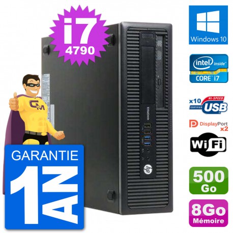 PC HP EliteDesk 800 G1 Core i7-4790 RAM 8Go Disque Dur 500Go Windows 10 Wifi