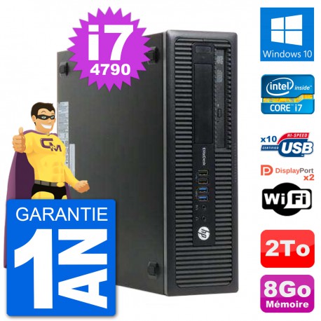 PC HP EliteDesk 800 G1 Core i7-4790 RAM 8Go Disque Dur 2To Windows 10 Wifi