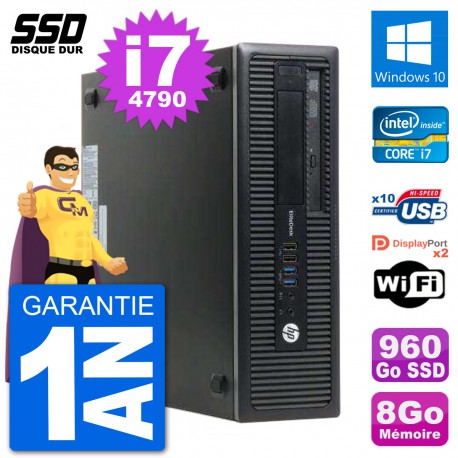 PC HP EliteDesk 800 G1 Core i7-4790 RAM 8Go SSD 960Go Windows 10 Wifi