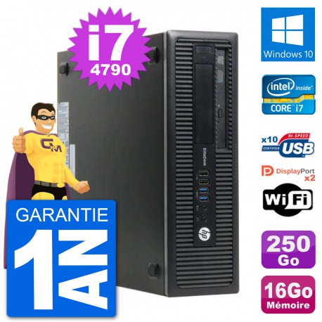 PC HP EliteDesk 800 G1 Core i7-4790 RAM 16Go Disque Dur 250Go Windows 10 Wifi