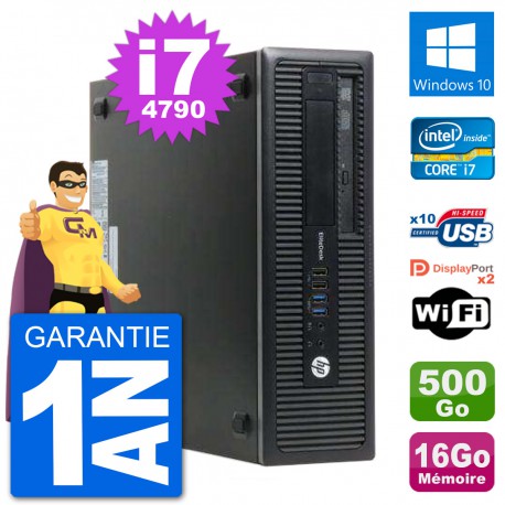 PC HP EliteDesk 800 G1 Core i7-4790 RAM 16Go Disque Dur 500Go Windows 10 Wifi