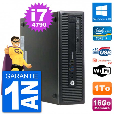 PC HP EliteDesk 800 G1 Core i7-4790 RAM 16Go Disque Dur 1To Windows 10 Wifi