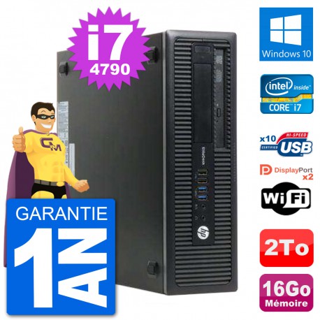 PC HP EliteDesk 800 G1 Core i7-4790 RAM 16Go Disque Dur 2To Windows 10 Wifi