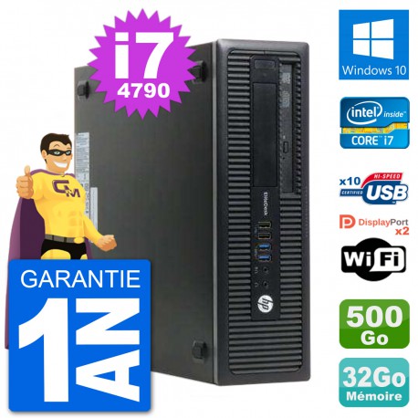 PC HP EliteDesk 800 G1 Core i7-4790 RAM 32Go Disque Dur 500Go Windows 10 Wifi