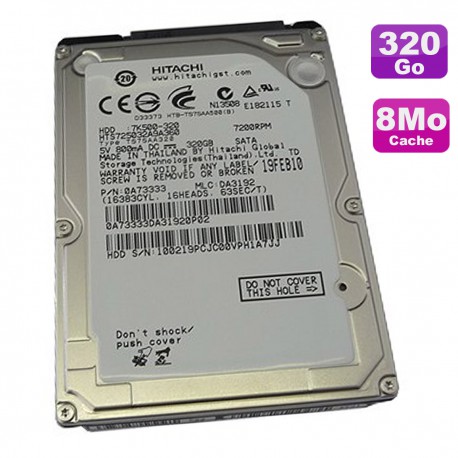Disque Dur 320Go SATA 2.5" HITACHI HTS725032A9A360 7K500-320 0A73313 H2T3201672S