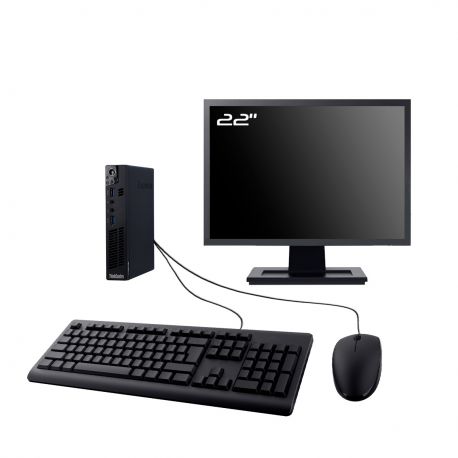 PC Lenovo M92p Tiny Ecran 22" Intel I3-3220T RAM 16Go SSD 960Go W11 Wifi