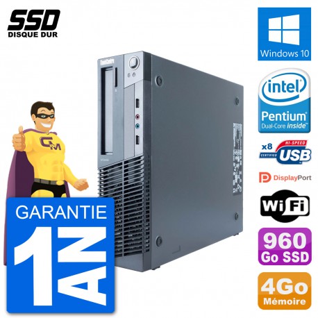 PC Lenovo M91p SFF Intel G630 RAM 4Go SSD 960Go Windows 10 Wifi