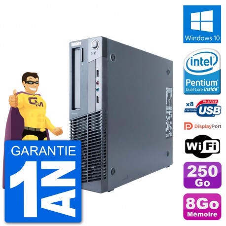 PC Lenovo M91p SFF Intel G630 RAM 8Go Disque Dur 250Go Windows 10 Wifi