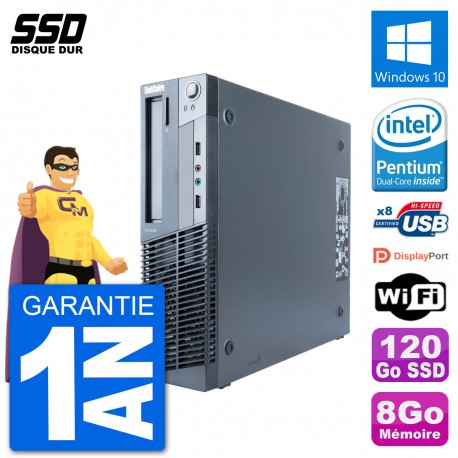 PC Lenovo M91p SFF Intel G630 RAM 8Go SSD 120Go Windows 10 Wifi