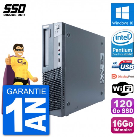 PC Lenovo M91p SFF Intel G630 RAM 16Go SSD 120Go Windows 10 Wifi