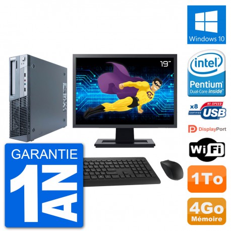 PC Lenovo M91p SFF Ecran 19" Intel G630 RAM 4Go Disque 1To Windows 10 Wifi