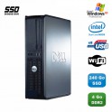 PC DELL Optiplex 760 DT Intel E5200 2,5Ghz 4Go DDR2 240Go SSD WIFI XP Pro