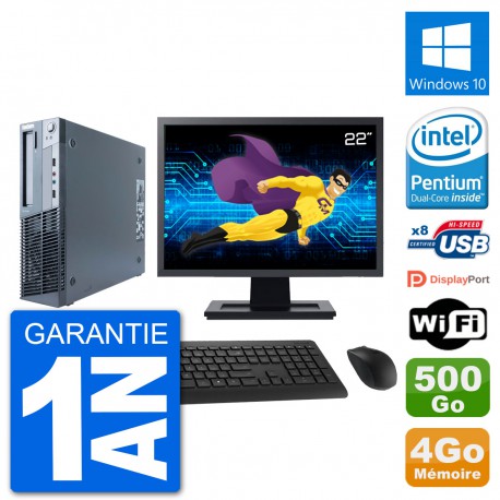 PC Lenovo M91p SFF Ecran 22" Intel G630 RAM 4Go Disque 500Go Windows 10 Wifi