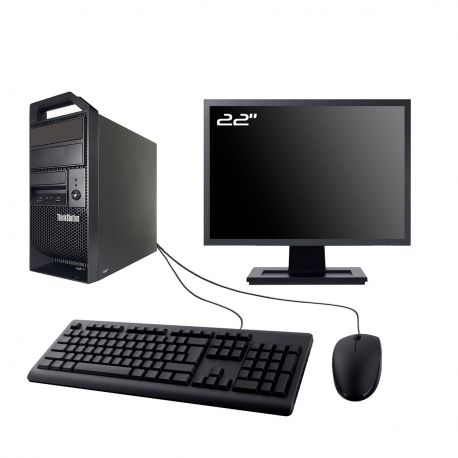 PC Lenovo ThinkStation E31 Ecran 22" Intel I7-3770 RAM 32Go SSD 960Go W11 Wifi