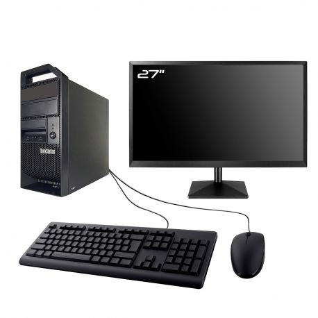 PC Lenovo ThinkStation E31 Ecran 27" Intel I7-3770 RAM 8Go SSD 480Go W11 Wifi
