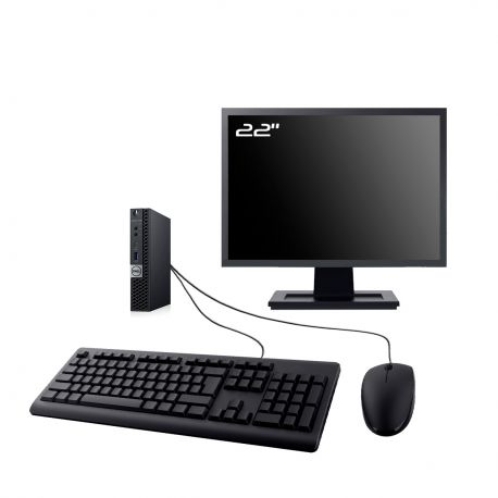 PC Dell OptiPlex 7060 Micro Ecran 22" Intel I7-8700T RAM 32Go SSD 480Go W11 Wifi