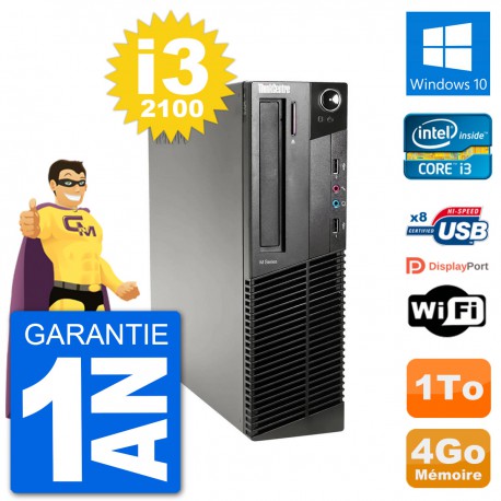 PC Lenovo M91p SFF Intel i3-2100 RAM 4Go Disque Dur 1To Windows 10 Wifi