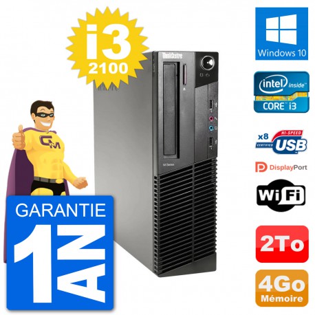 PC Lenovo M91p SFF Intel i3-2100 RAM 4Go Disque Dur 2To Windows 10 Wifi