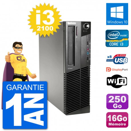 PC Lenovo M91p SFF Intel i3-2100 RAM 16Go Disque Dur 250Go Windows 10 Wifi