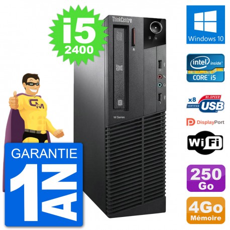 PC Lenovo M91p SFF Intel i5-2400 RAM 4Go Disque Dur 250Go Windows 10 Wifi