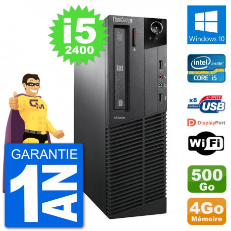 PC Lenovo M91p SFF Intel i5-2400 RAM 4Go Disque Dur 500Go Windows 10 Wifi