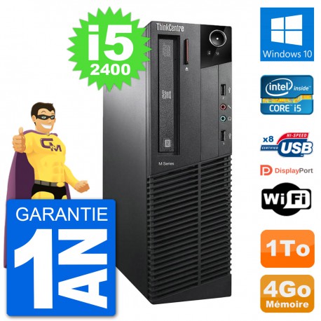 PC Lenovo M91p SFF Intel i5-2400 RAM 4Go Disque Dur 1To Windows 10 Wifi