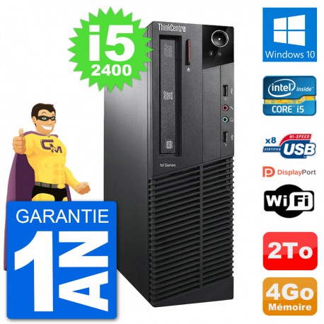 PC Lenovo M91p SFF Intel i5-2400 RAM 4Go Disque Dur 2To Windows 10 Wifi