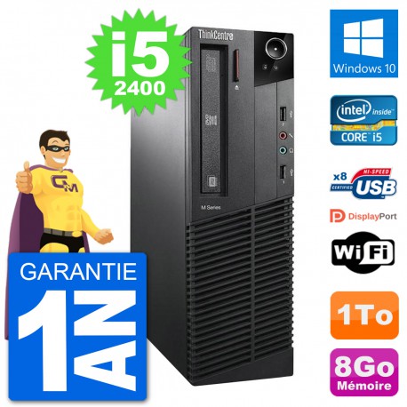 PC Lenovo M91p SFF Intel i5-2400 RAM 8Go Disque Dur 1To Windows 10 Wifi