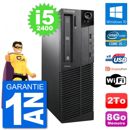 PC Lenovo M91p SFF Intel i5-2400 RAM 8Go Disque Dur 2To Windows 10 Wifi