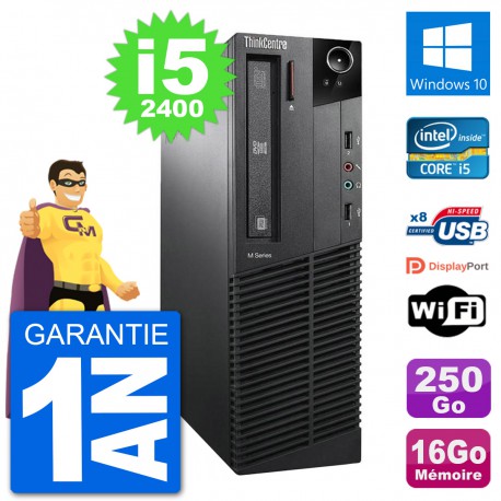 PC Lenovo M91p SFF Intel i5-2400 RAM 16Go Disque Dur 250Go Windows 10 Wifi