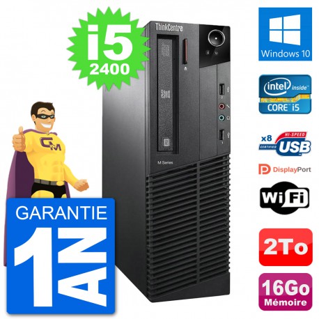 PC Lenovo M91p SFF Intel i5-2400 RAM 16Go Disque Dur 2To Windows 10 Wifi