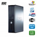 PC DELL Optiplex 760 DT Intel E8400 3Ghz 8Go DDR2 240Go SSD WIFI XP Pro