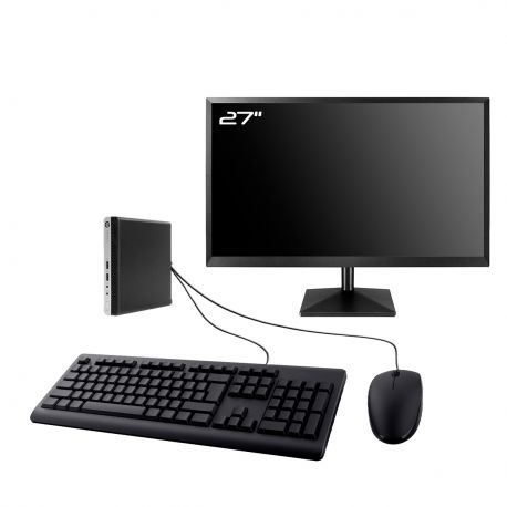 PC HP ProDesk 400 G4 DM Ecran 27" Intel I3-8100T RAM 32Go SSD 240Go W11 Wifi