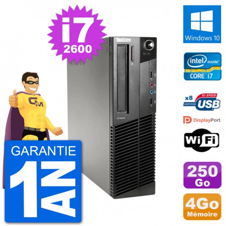 PC Lenovo M91p SFF Intel i7-2600 RAM 4Go Disque Dur 250Go Windows 10 Wifi