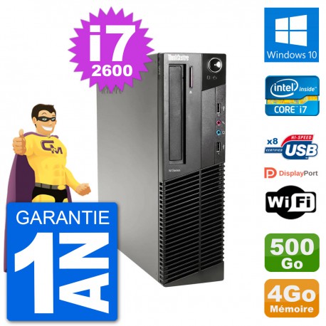 PC Lenovo M91p SFF Intel i7-2600 RAM 4Go Disque Dur 500Go Windows 10 Wifi
