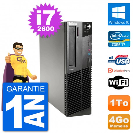 PC Lenovo M91p SFF Intel i7-2600 RAM 4Go Disque Dur 1To Windows 10 Wifi