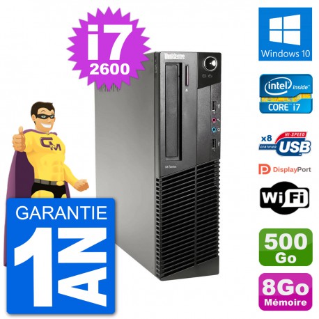 PC Lenovo M91p SFF Intel i7-2600 RAM 8Go Disque Dur 500Go Windows 10 Wifi