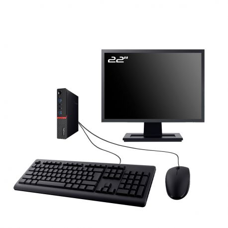 PC Lenovo M700 Tiny Ecran 22" Intel I7-6700T RAM 16Go SSD 2To W11 Wifi