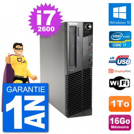 PC Lenovo M91p SFF Intel i7-2600 RAM 16Go Disque Dur 1To Windows 10 Wifi