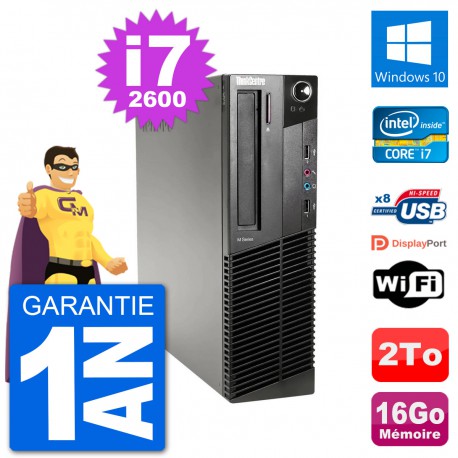 PC Lenovo M91p SFF Intel i7-2600 RAM 16Go Disque Dur 2To Windows 10 Wifi