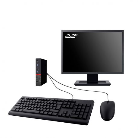 PC Lenovo M600 Tiny Ecran 22" Intel N3010 RAM 8Go SSD NVMe 240Go Wifi W11