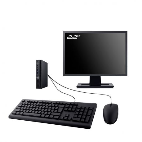 PC Dell 3070 Micro Ecran 22" Intel I5-8400T RAM 32Go SSD 2To HDMI Wifi W11