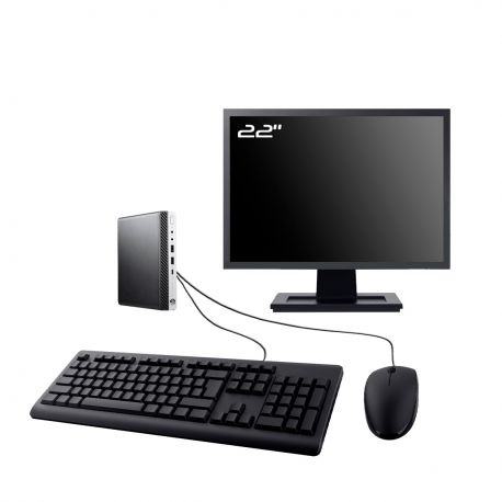 PC HP EliteDesk 800 G5 DM Ecran 22" Intel I5-8400T RAM 8Go SSD 480Go Wifi W11