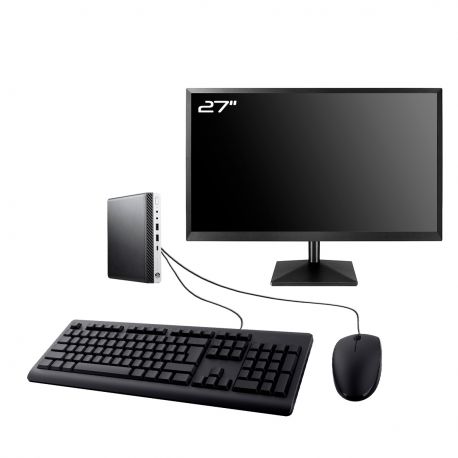 PC HP EliteDesk 800 G5 DM Ecran 27" Intel I7-8700T RAM 32Go SSD 240Go Wifi W11