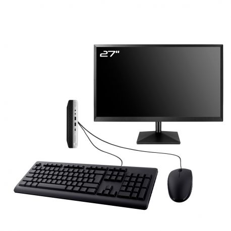 PC HP ProDesk 600 G5 DM Ecran 27" Intel I7-8700T RAM 16Go SSD 240Go Wifi W11