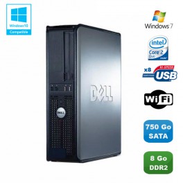 PC DELL Optiplex 760 DT Intel Core 2 Duo E8400 3Ghz 8Go DDR2 750 Go WIFI Win 7