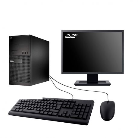 PC Dell Optiplex XE2 MT Ecran 22" Intel I7-4770 RAM 8Go SSD 4To Wifi W11