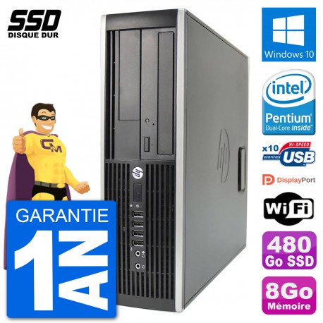 PC HP 8200 Elite SFF Intel G630 RAM 8Go SSD 480Go Windows 10 Wifi